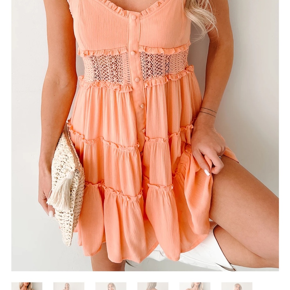 Peach Button-Down Mini Dress